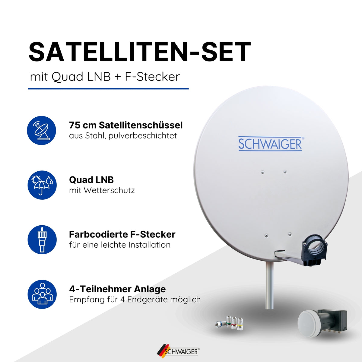 Satellitenanlage Set Hellgrau Stahl 75 cm