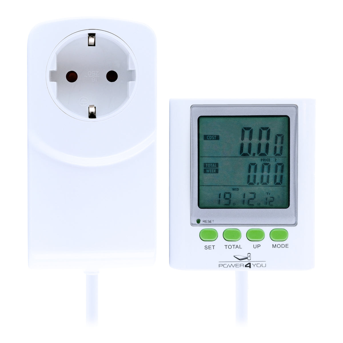Energiekostenmessgerät mit verlängertem Display