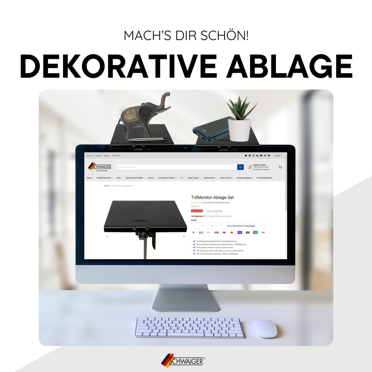 TV/Monitor-Ablage Set 15 cm