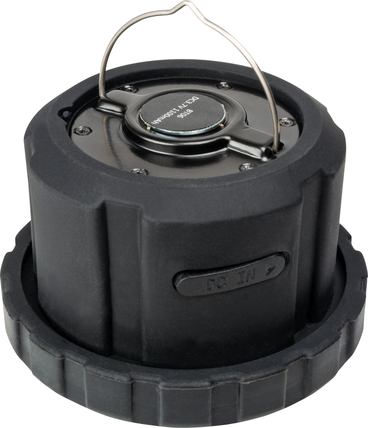 LED camping light on a tripod with detachable lights and Bluetooth speakers