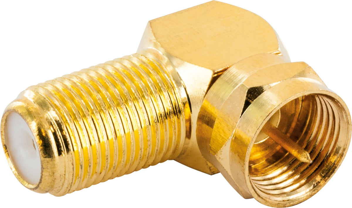 Winkeladapter F-Stecker auf F-Buchse gold