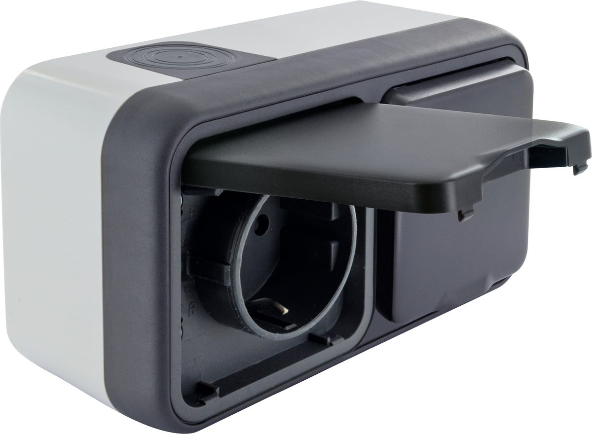 Hardmann 2fach Steckdose Outdoor waagrecht