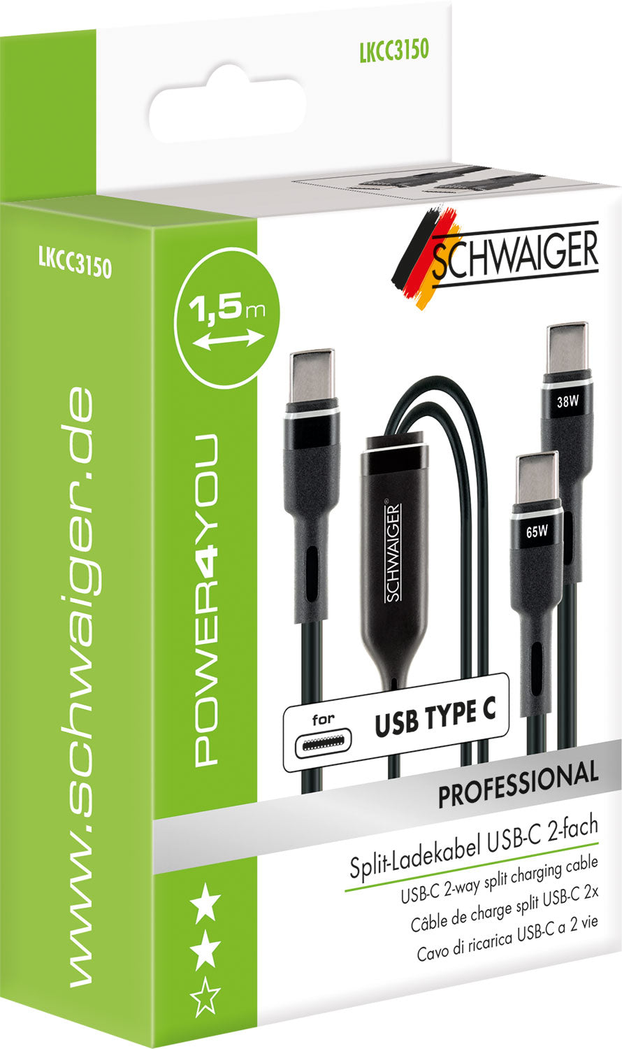 Split-Kabel USB-C auf USB-C 1,5 m