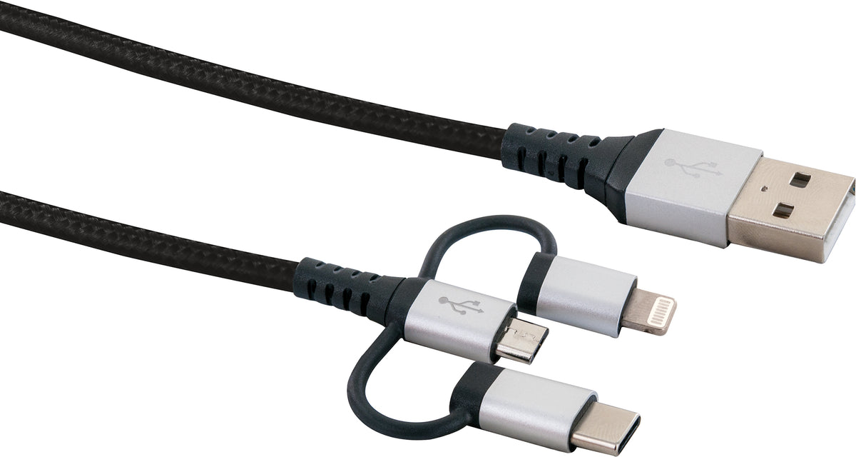 3in1-Kabel USB-C/Lightning/Micro-USB 1,5 m