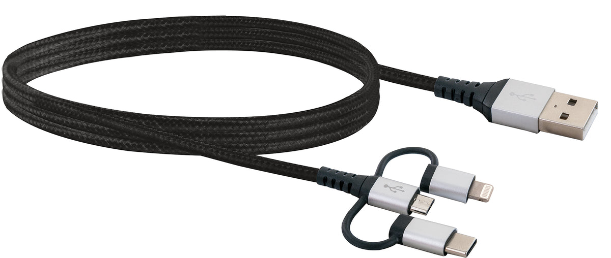 3in1-Kabel USB-C/Lightning/Micro-USB 1,5 m