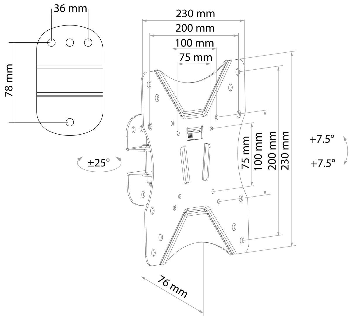 TV Wandhalter 23 - 46 Zoll neig-/schwenkbar