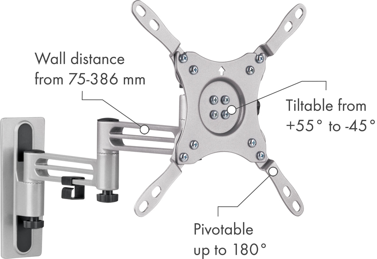TV wall mount for campers, can be tilted, rotated & swiveled up to 30 kg / 43"