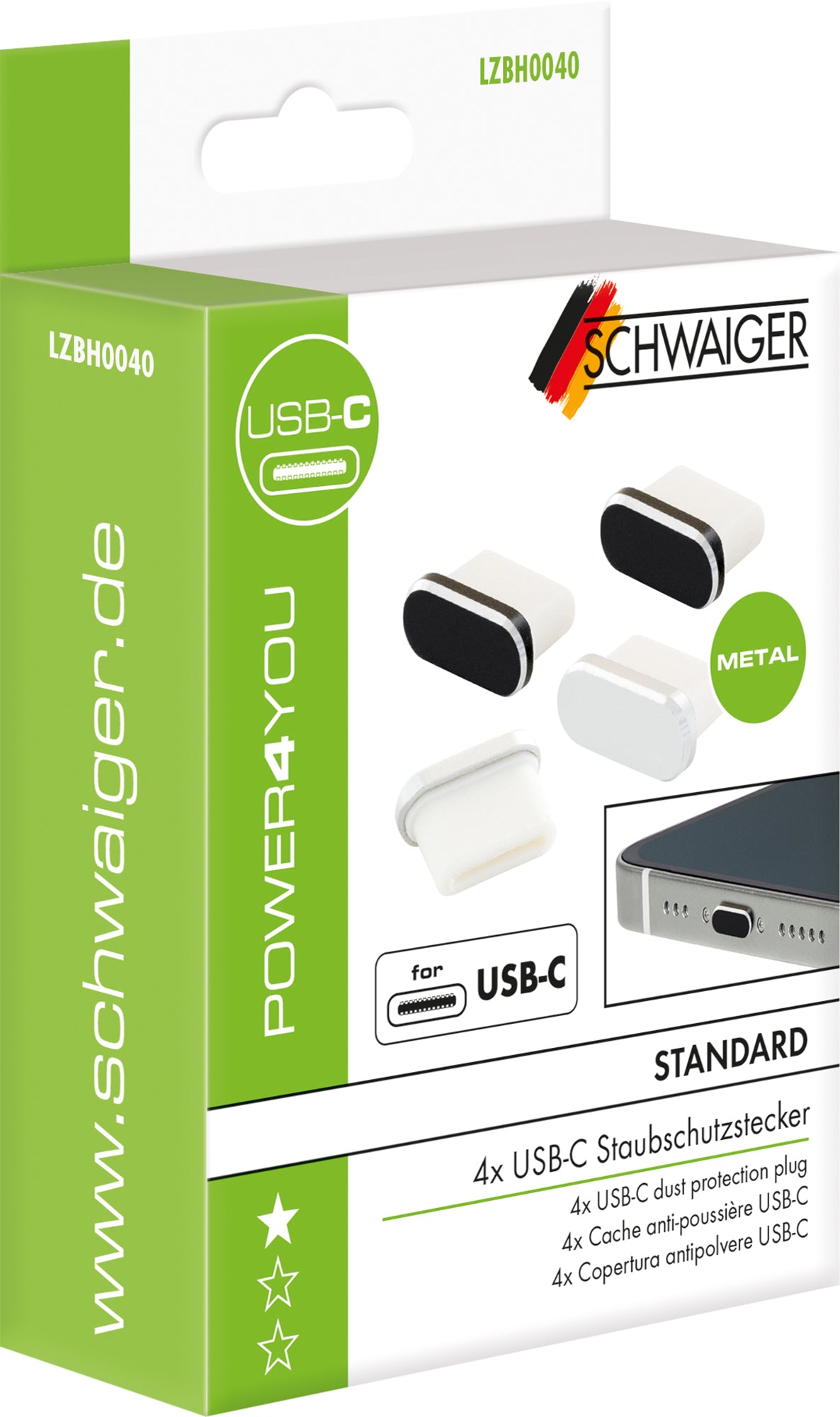 USB-C Staubschutzstecker aus Metall