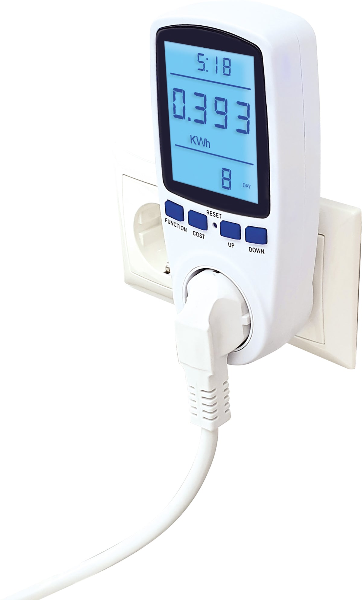 Energiekosten-/ Einspeisemessgerät mit beleuchtetem Display