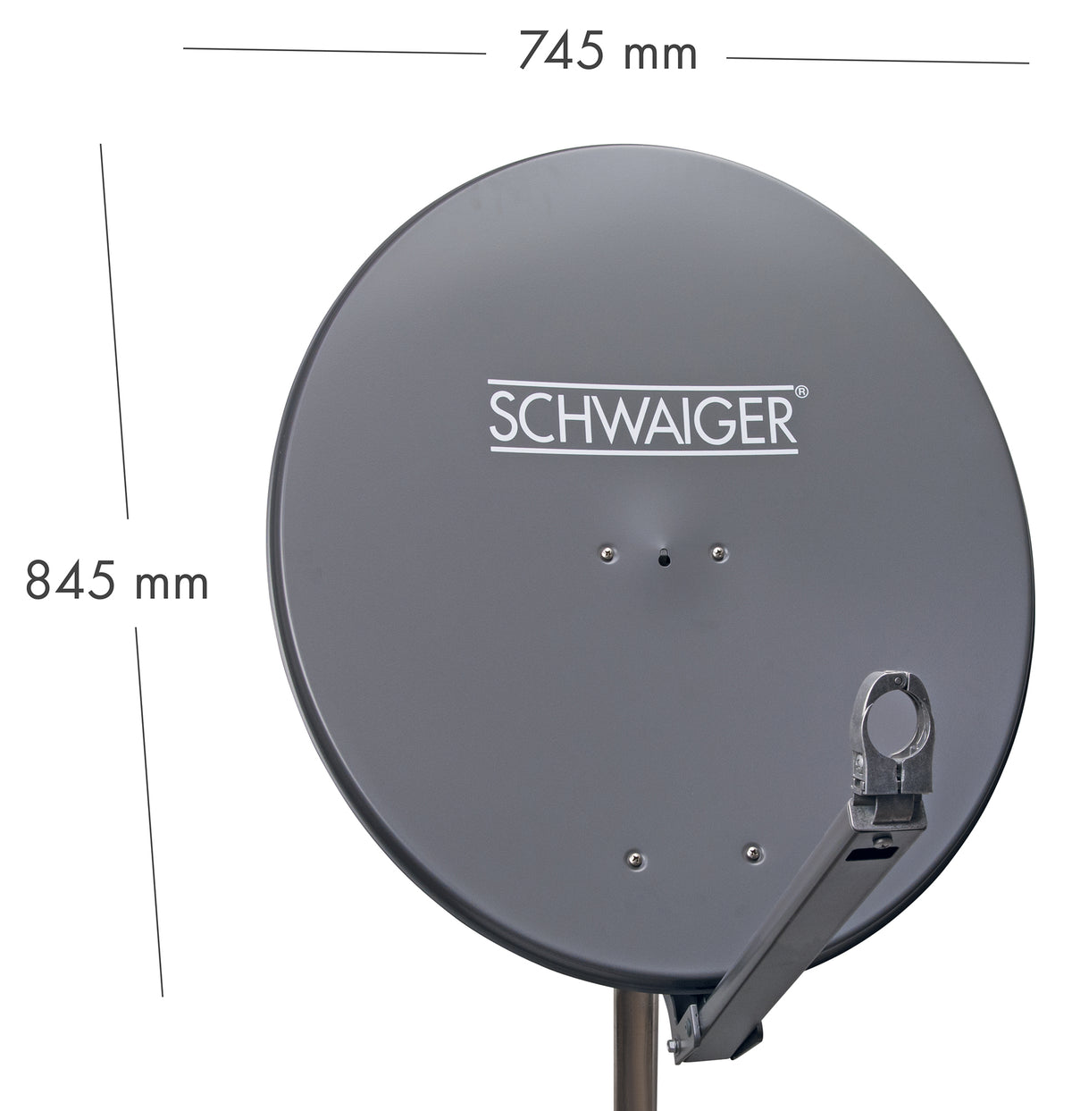 Aluminium Satellitenschüssel 80 cm vormontiert anthrazit