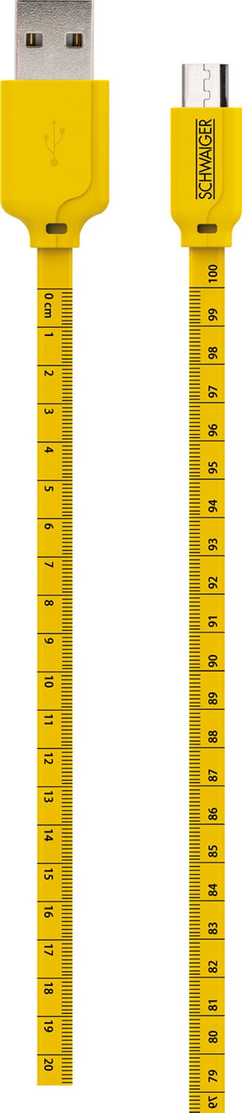 Micro USB sync & charge cable with measuring tape