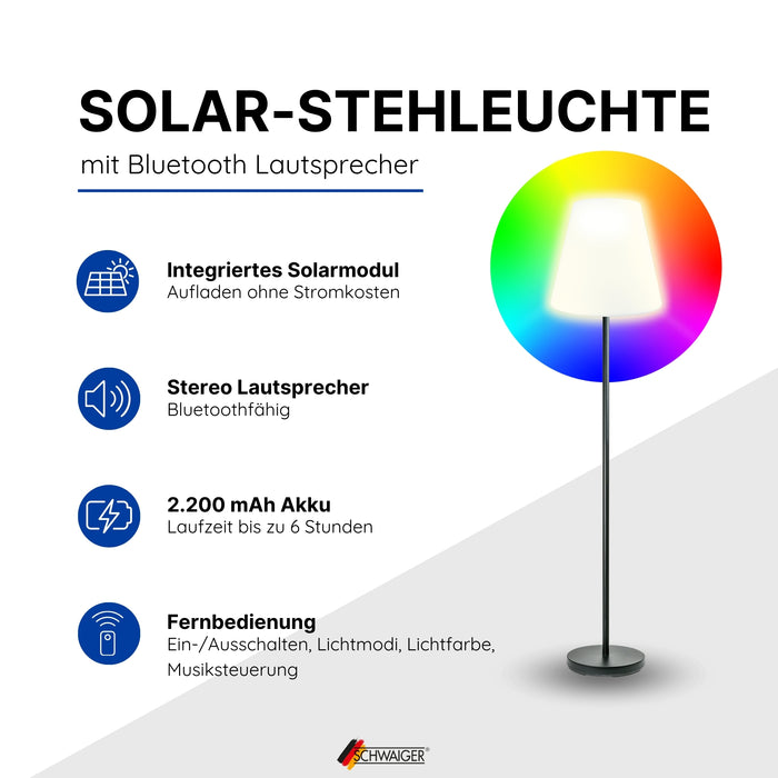 Solar-Stehleuchte mit Lautsprecher 1,5 m RGB
