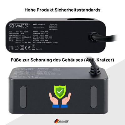 Power strip extension with USB-C &amp; USB-A charger 83W 