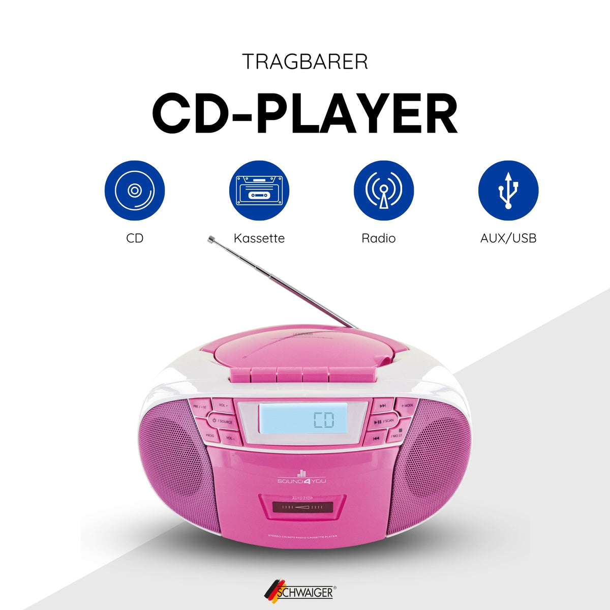 CD-Player mit Kassettenspieler und Radio