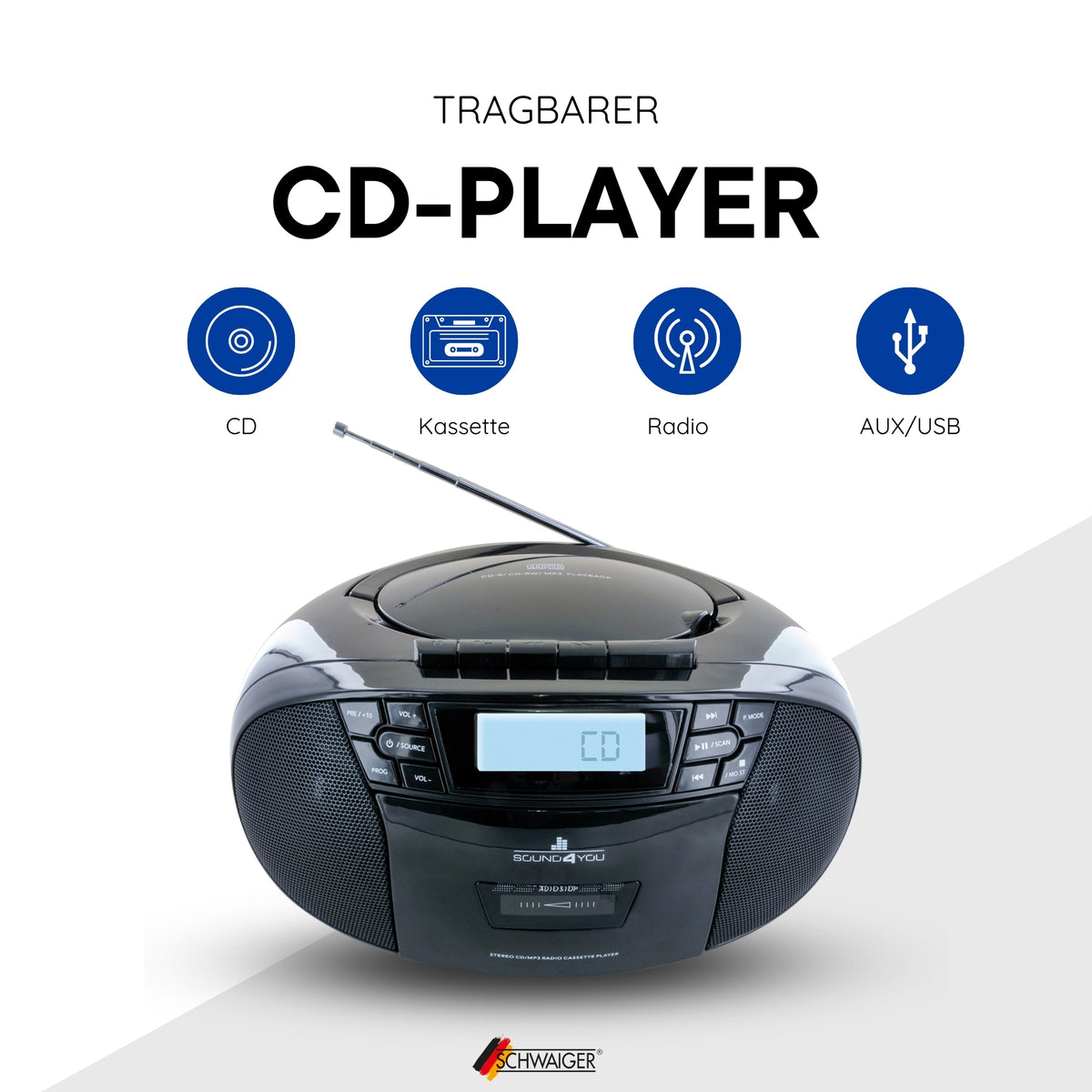 CD-Player mit Kassettenspieler und Radio