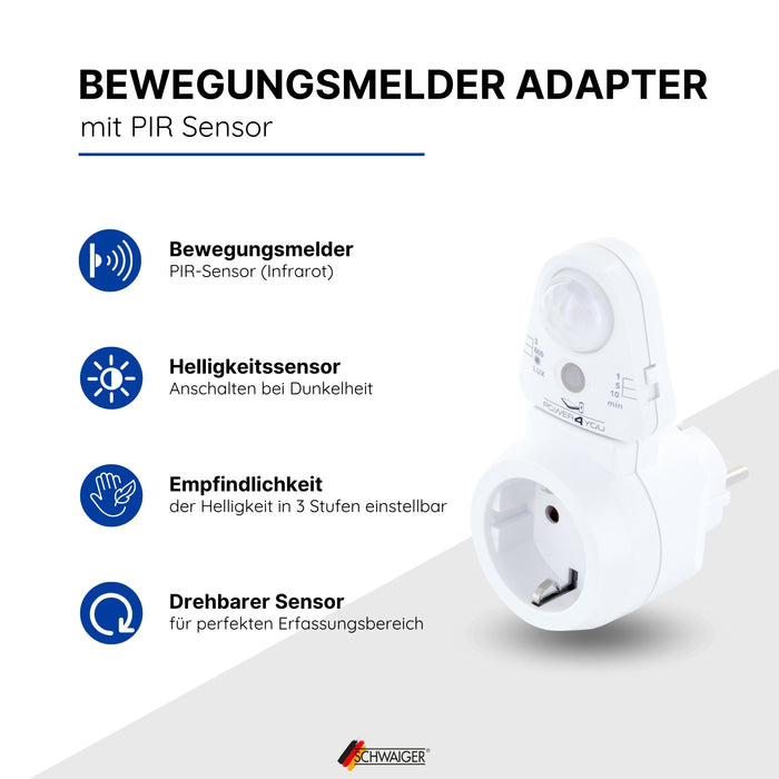 Bewegungsmelder Steckdosenadapter PIR