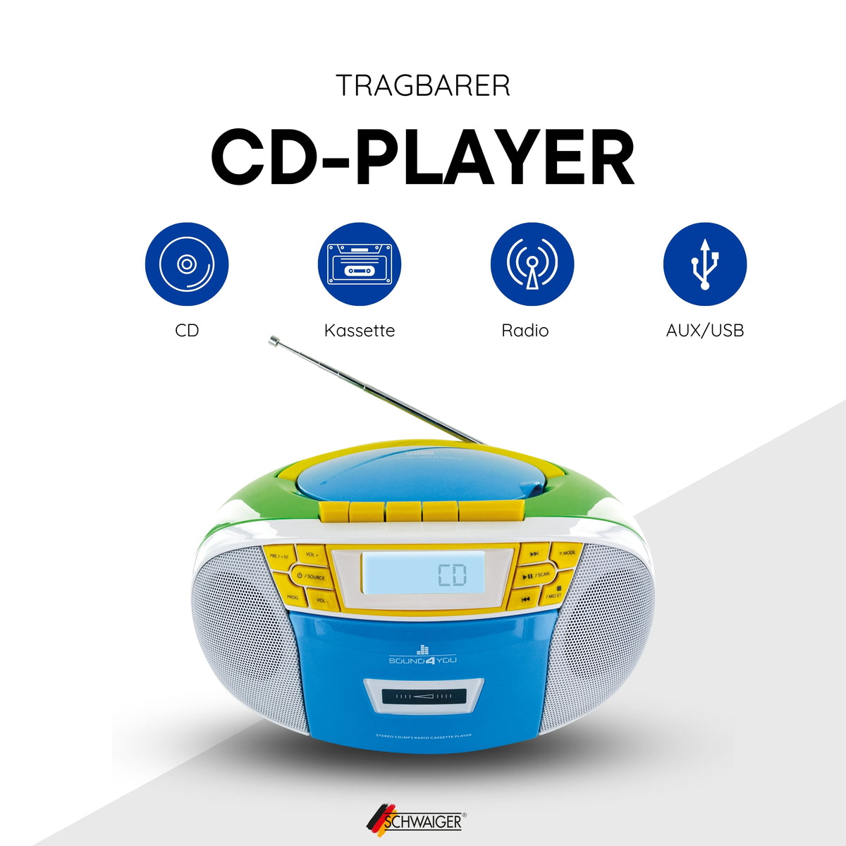 CD-Player mit Kassettenspieler und Radio