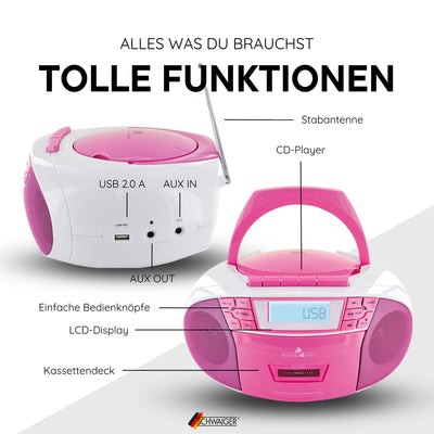 CD-Player mit Kassettenspieler und Radio