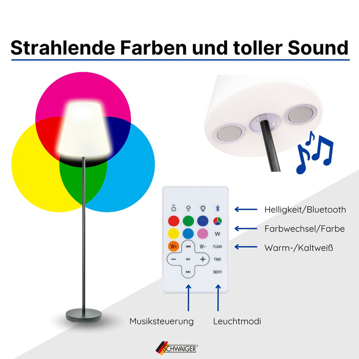 Solar-Stehleuchte mit Lautsprecher 1,5 m RGB