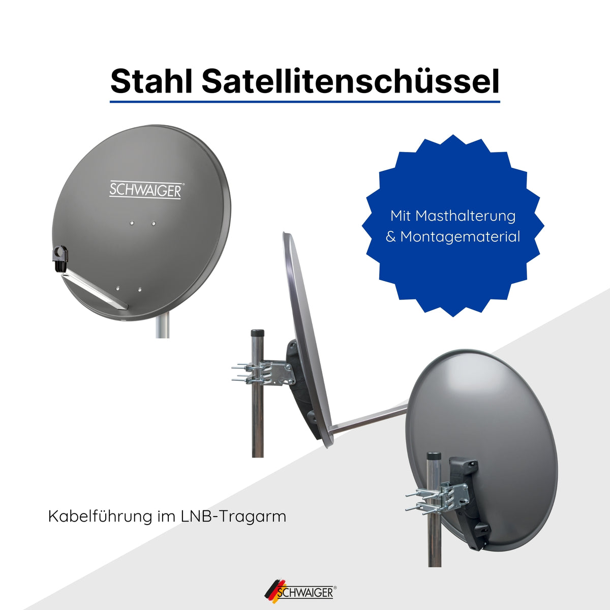 Satellitenanlage Set Anthrazit Stahl 75 cm