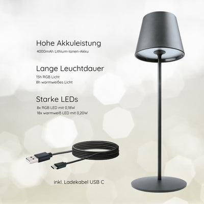 Tischleuchte mit Touchsteuerung aus Metall
