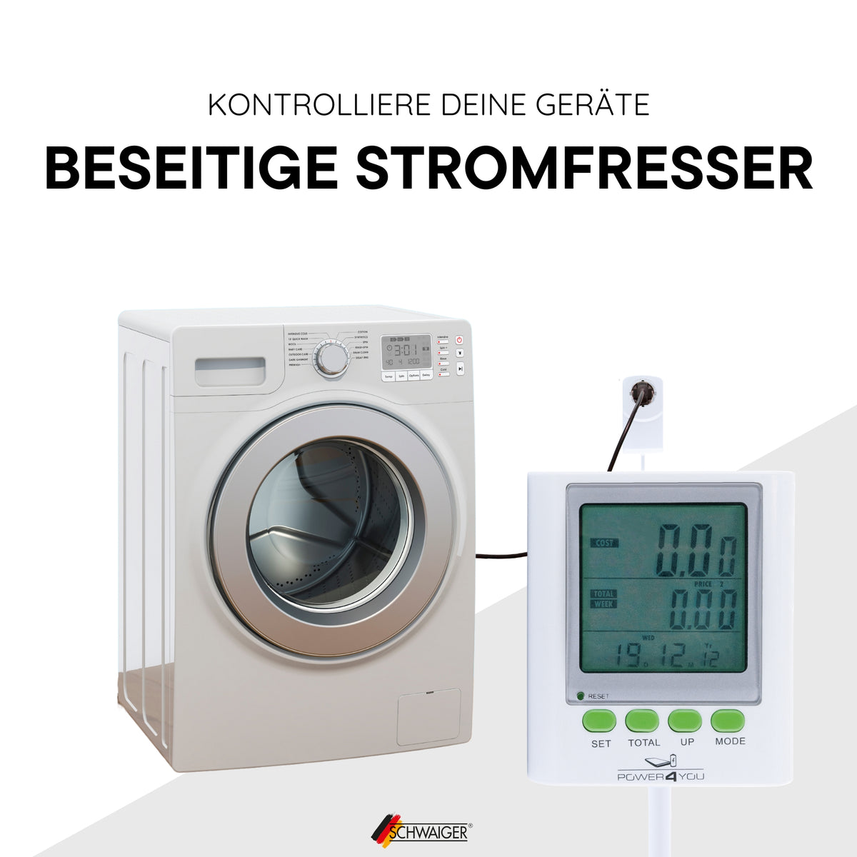 Energiekostenmessgerät mit verlängertem Display