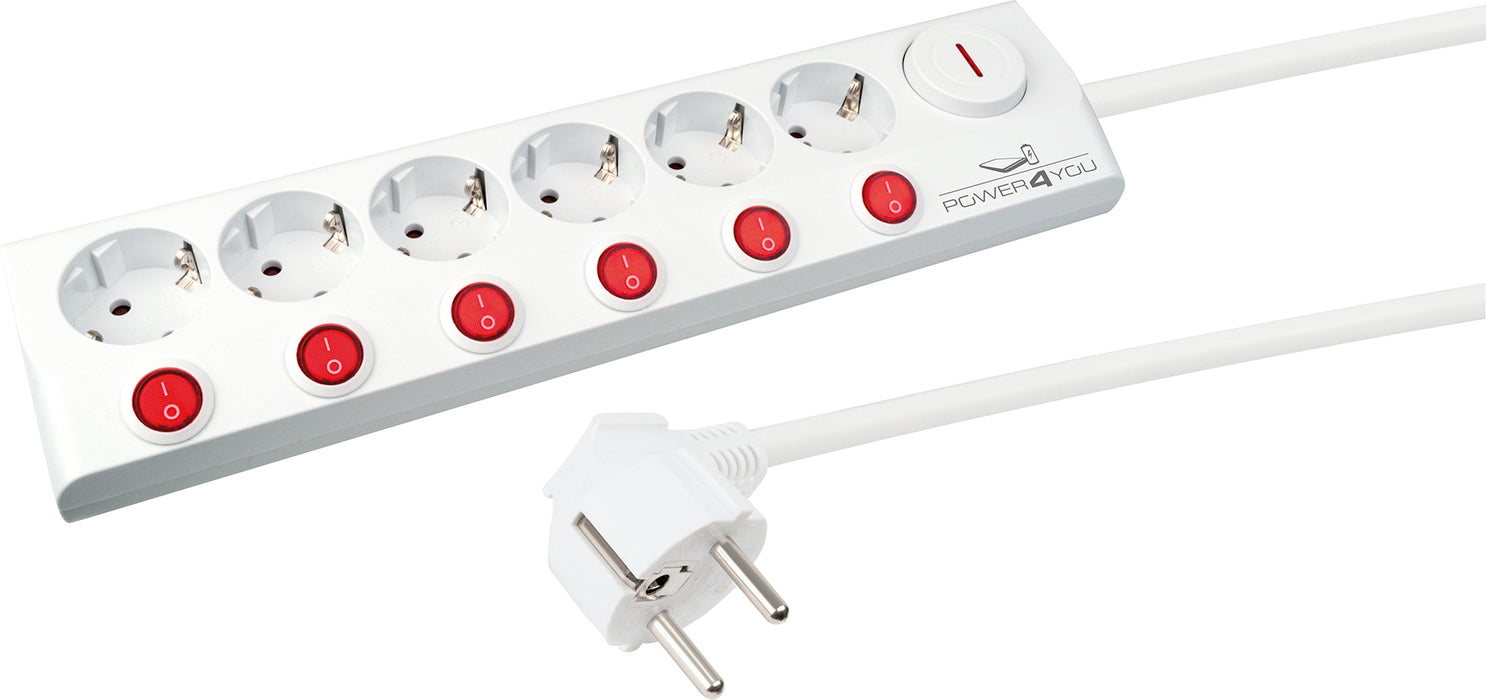 6-way power strip, individually switchable