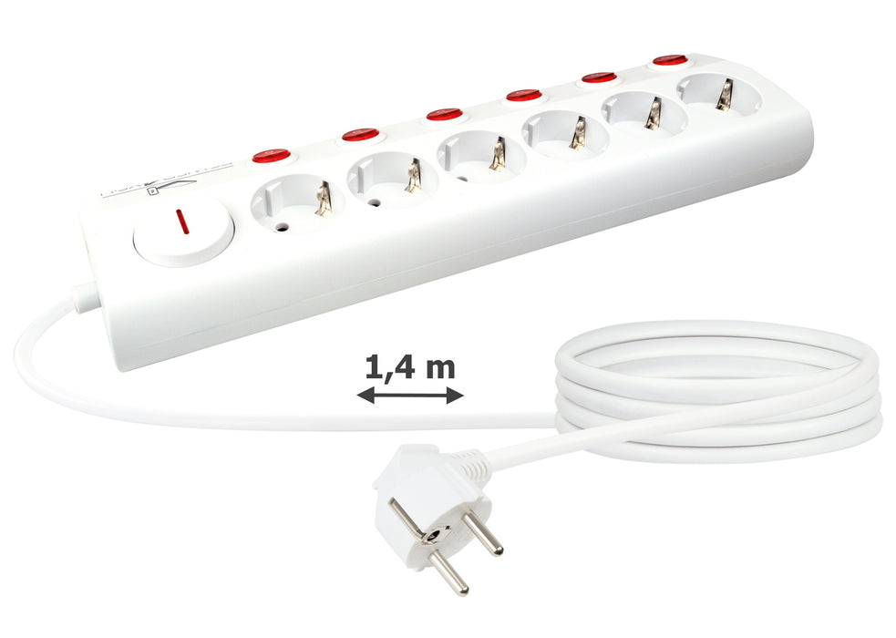 6-way power strip, individually switchable