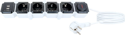 Flexible Steckdosenleiste 4 Steckdosen 2 USB-A Slots