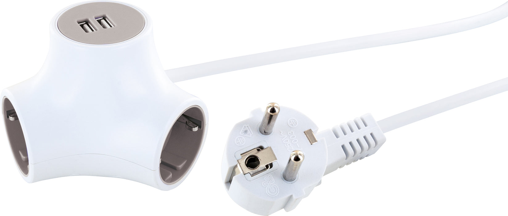 Steckdosenwürfel 3-fach mit 2 USB-A Slots