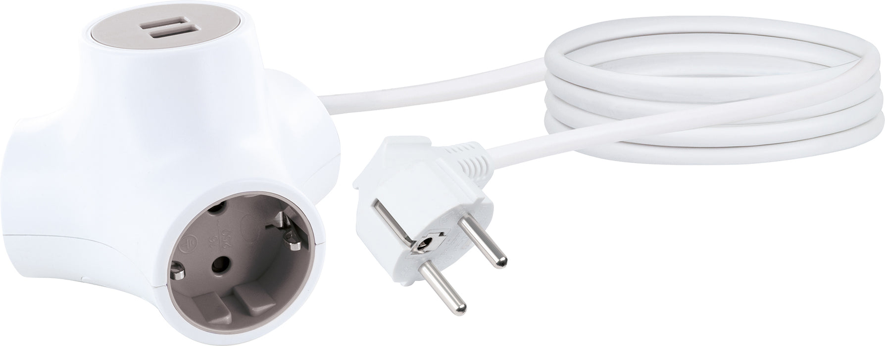 Steckdosenwürfel 3-fach mit 2 USB-A Slots
