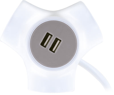 Steckdosenwürfel 3-fach mit 2 USB-A Slots
