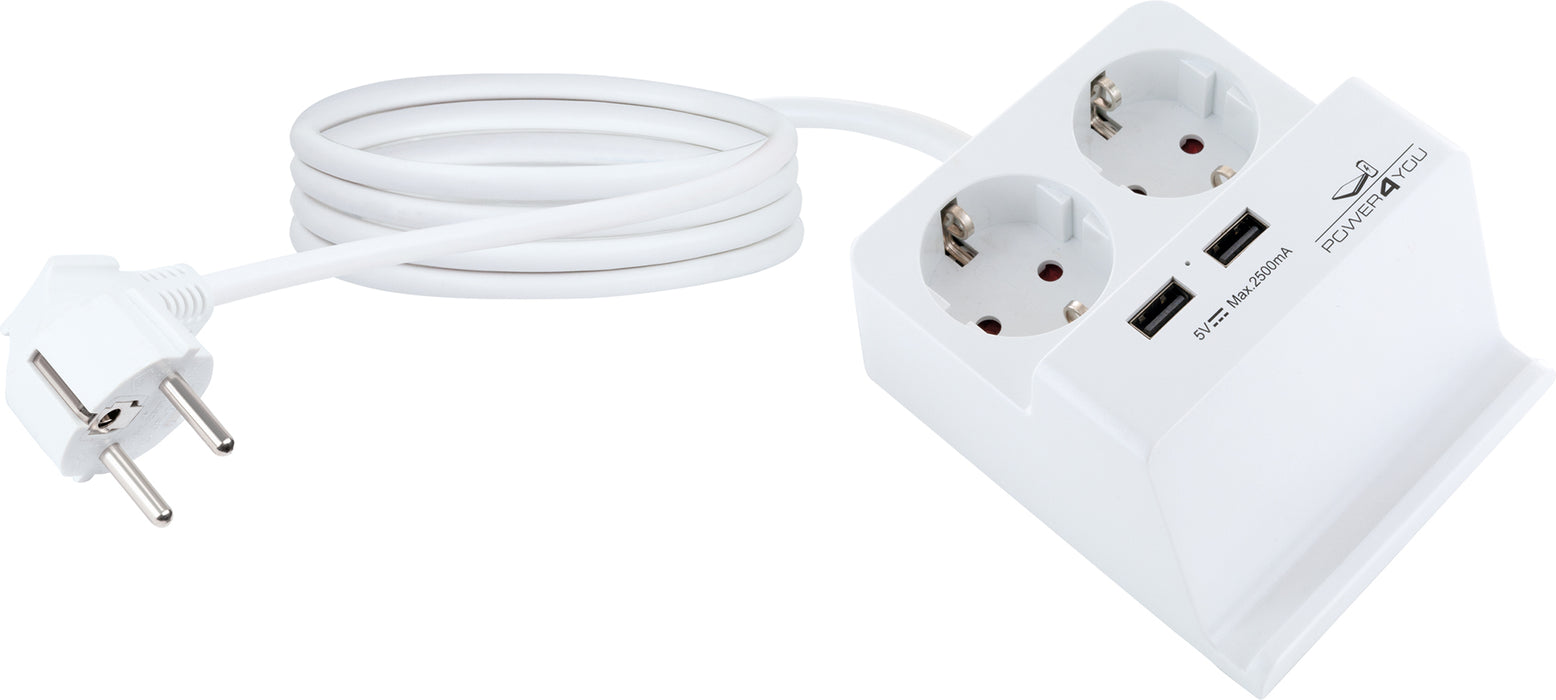 Smartphone-Halter mit 2x Steckdose + 2x USB 2.0 A