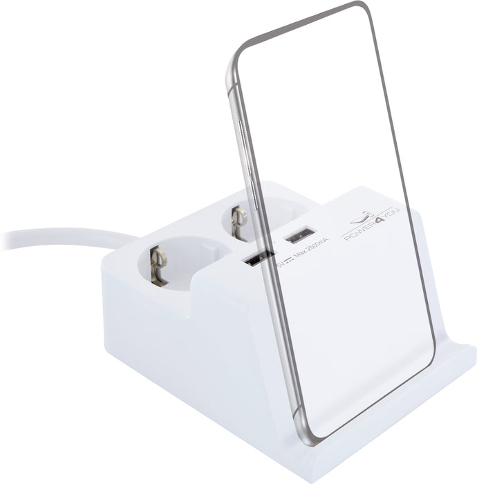 Smartphone-Halter mit 2x Steckdose + 2x USB 2.0 A