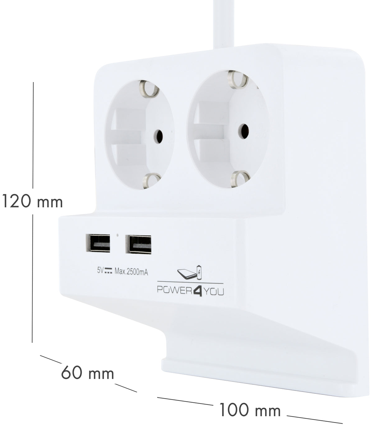 Smartphone-Halter mit 2x Steckdose + 2x USB 2.0 A