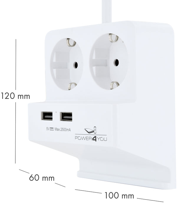 Smartphone-Halter mit 2x Steckdose + 2x USB 2.0 A