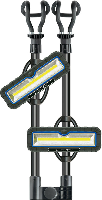 Arbeitsleuchte mit Teleskopklammer & abnehmbaren COB-LED Leuchten
