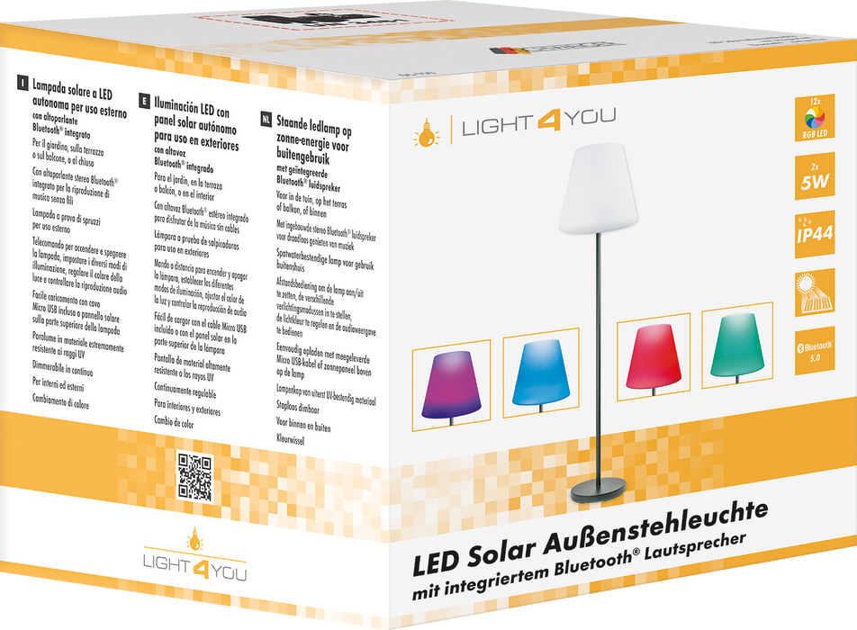 Solar-Stehleuchte mit Lautsprecher 1,5 m RGB