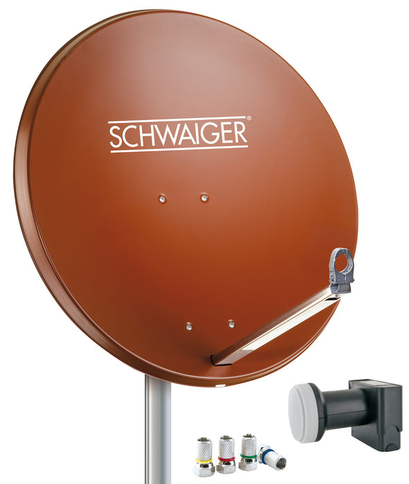 Satellitenanlage Set Ziegelrot Aluminium 80 cm