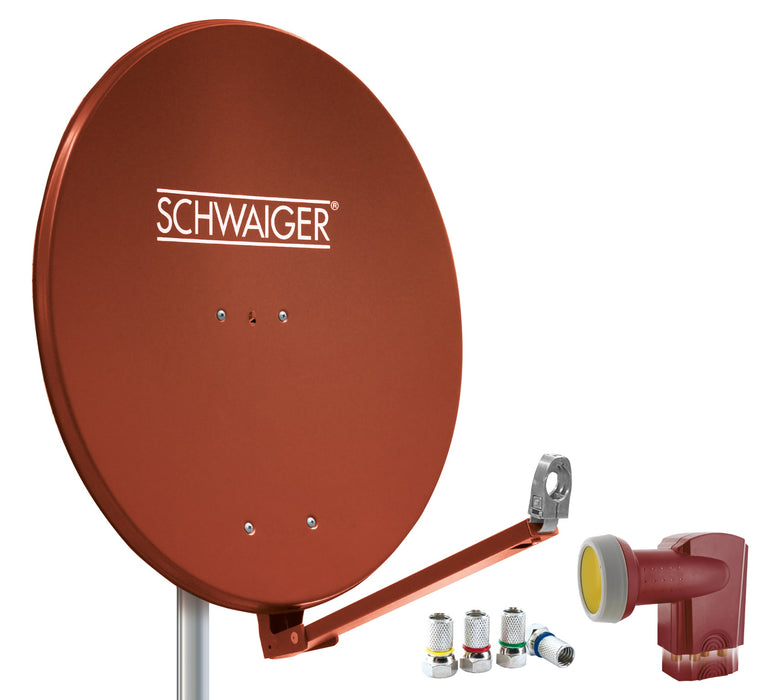 Satellitenanlage Set Ziegelrot Aluminium 88 cm