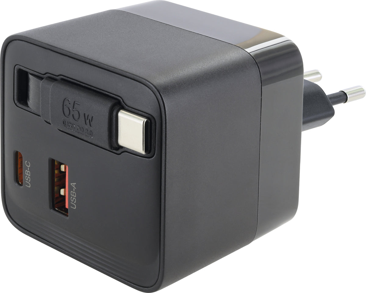 Schnell-Ladegerät mit ausziehbarem Kabel 65W
