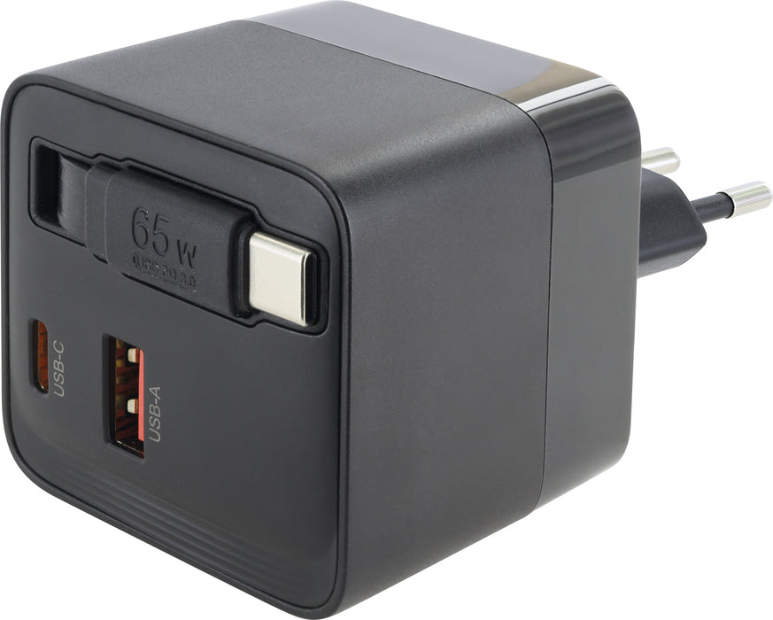 Schnell-Ladegerät mit ausziehbarem Kabel 65W