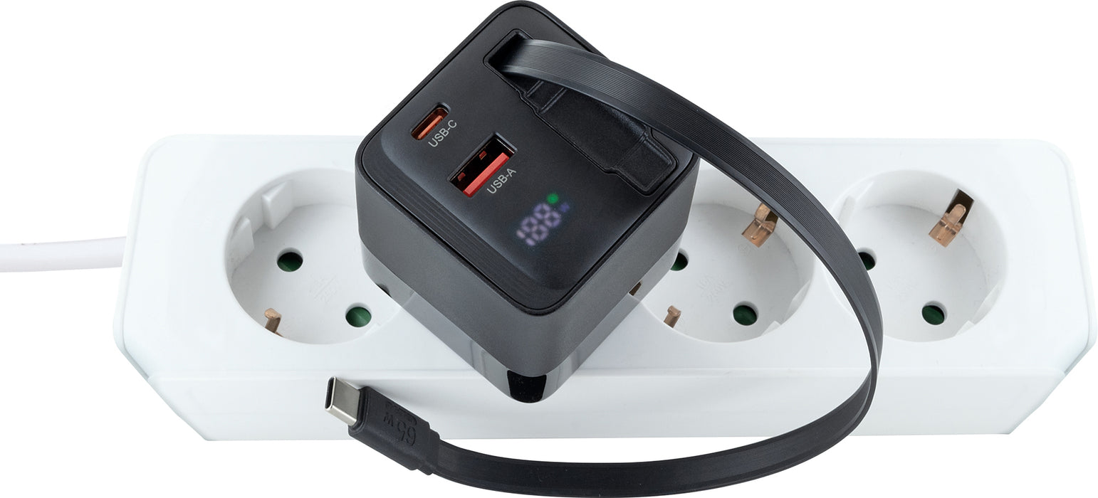 Schnell-Ladegerät mit ausziehbarem Kabel 65W