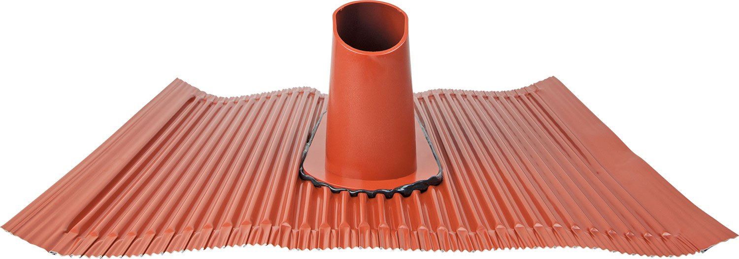 Dachhaube Aluminium ziegelrot/schwarz bis Ø 60 mm
