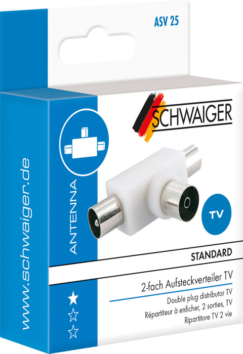 Aufsteckverteiler TV 2-fach für Antennen- und Kabelanlagen 4 dB