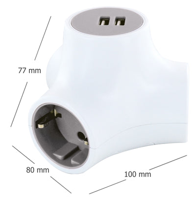 Steckdosenwürfel 3-fach mit 2 USB-A Slots