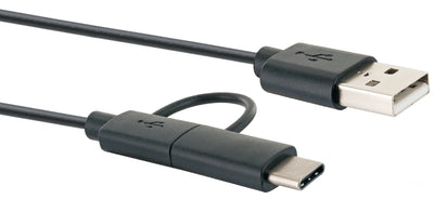 3in1-Kabel Micro-B/USB-C auf USB-A 1 m