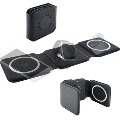 Foldable QI charging station for 3 devices