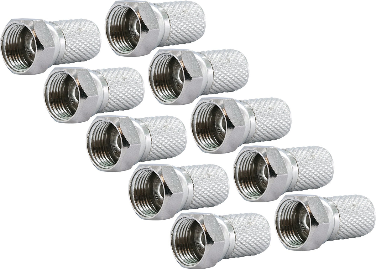 F twist-on connector set of 10 (Ø 7.5 mm)