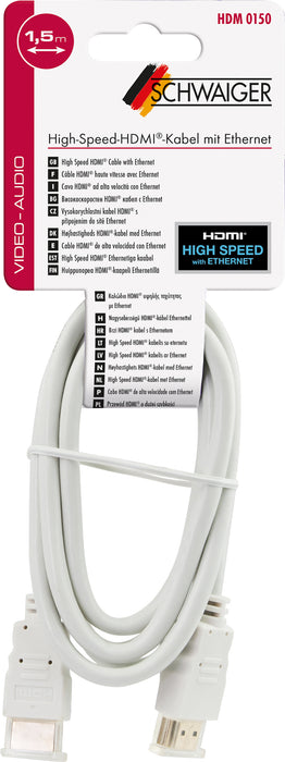 HDMI®-Kabel mit Ethernet 18 Gbit/s weiß/gold 1,5/3 m